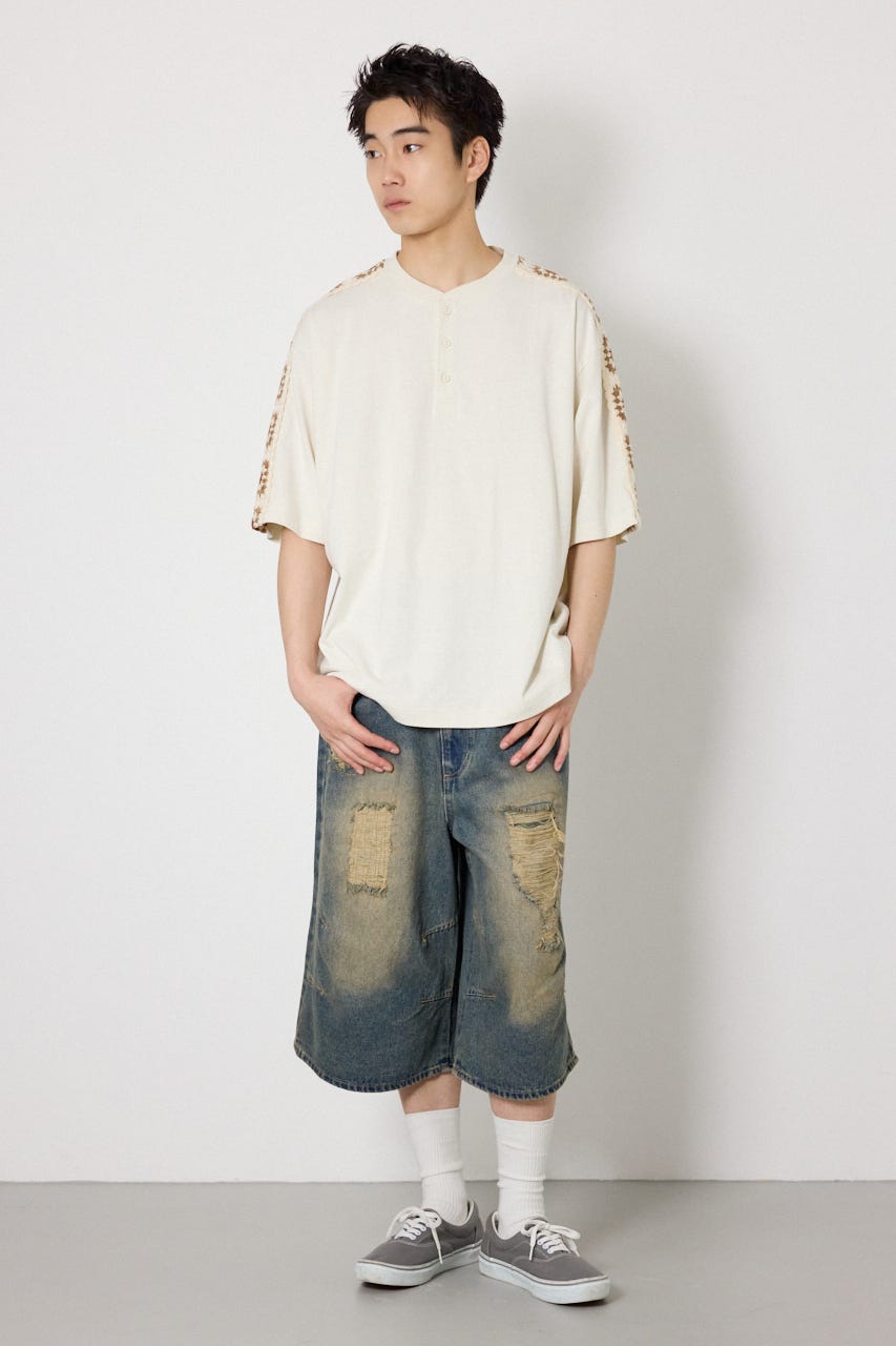 クロシェラインヘンリーTシャツ IVOY M