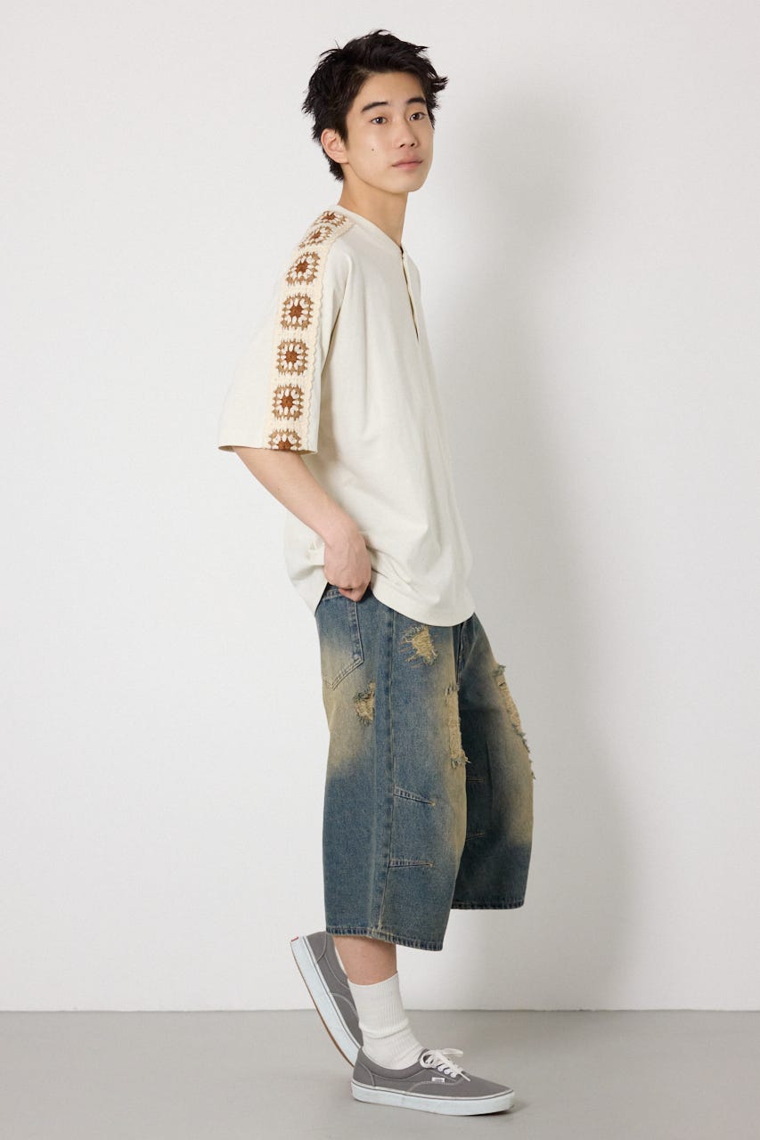 クロシェラインヘンリーTシャツ IVOY M
