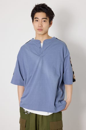 クロシェラインヘンリーTシャツ