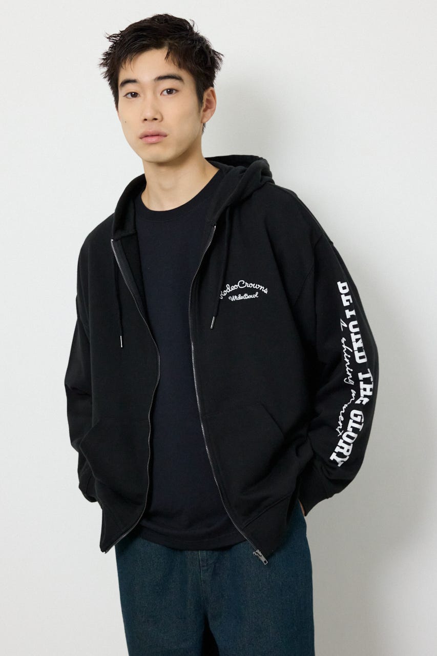 タイポグラフィーZIPパーカー BLK L