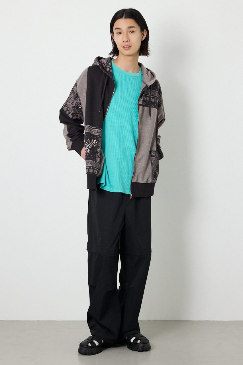 パッチワークZIPパーカー BLK M