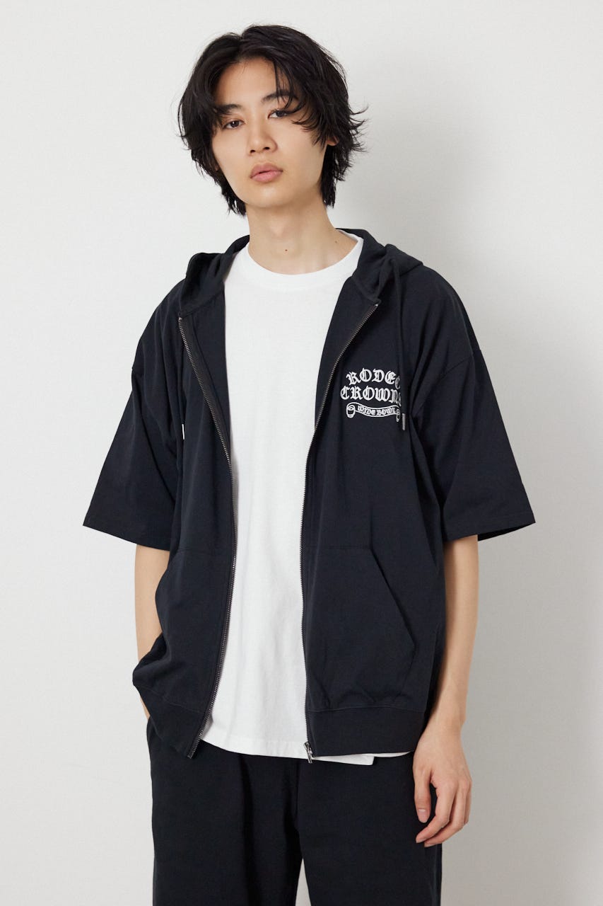 Blackletter 半袖ZIPパーカー BLK M