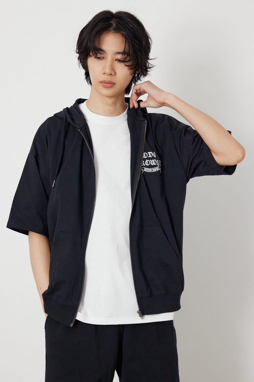 Blackletter 半袖ZIPパーカー BLK M