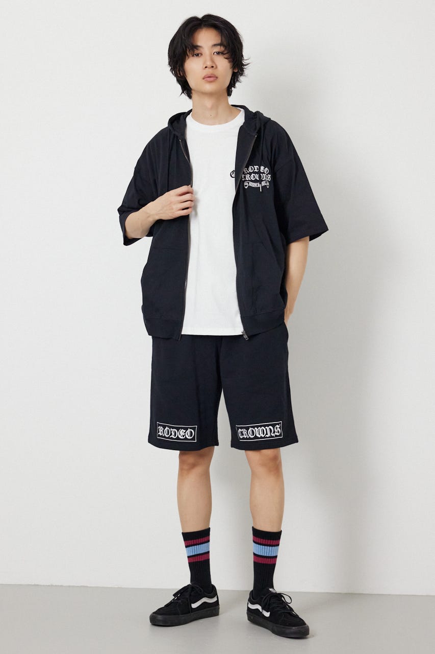 Blackletter 半袖ZIPパーカー BLK M