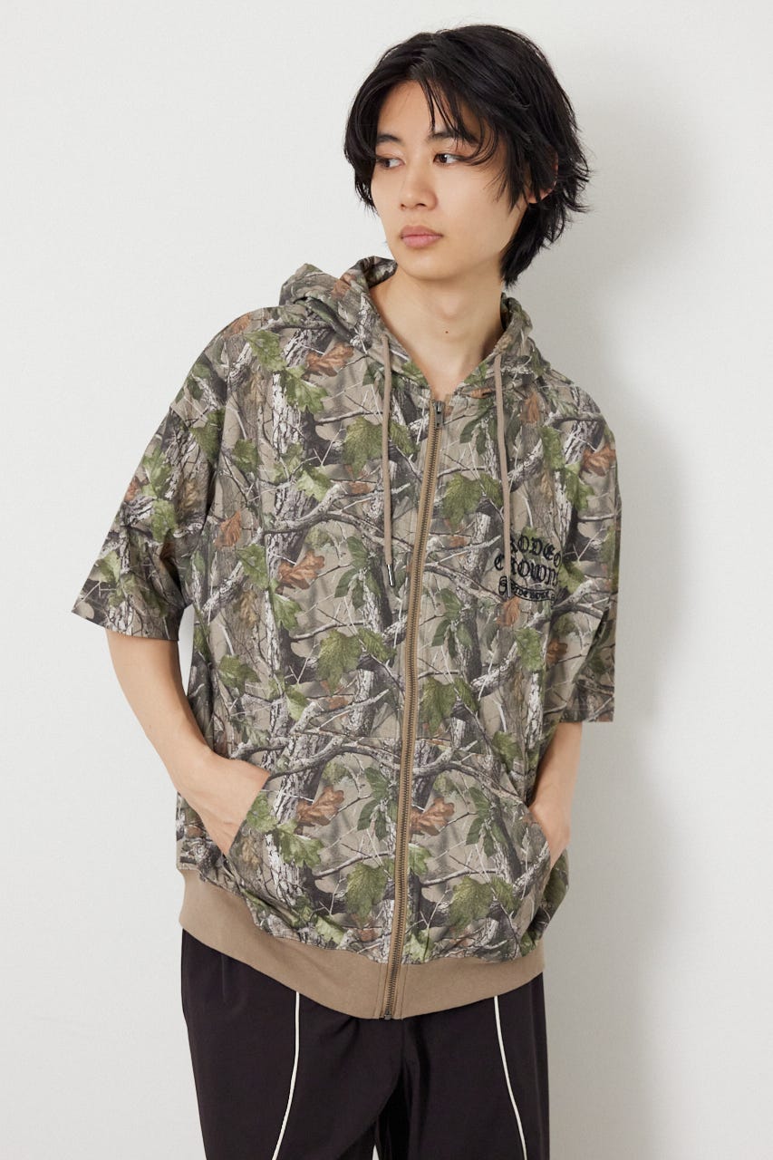 Blackletter 半袖ZIPパーカー 迷彩 M