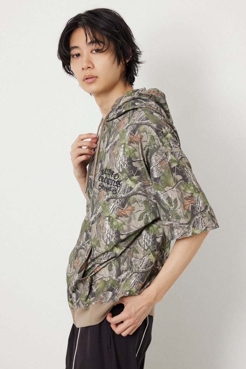 Blackletter 半袖ZIPパーカー 迷彩 M