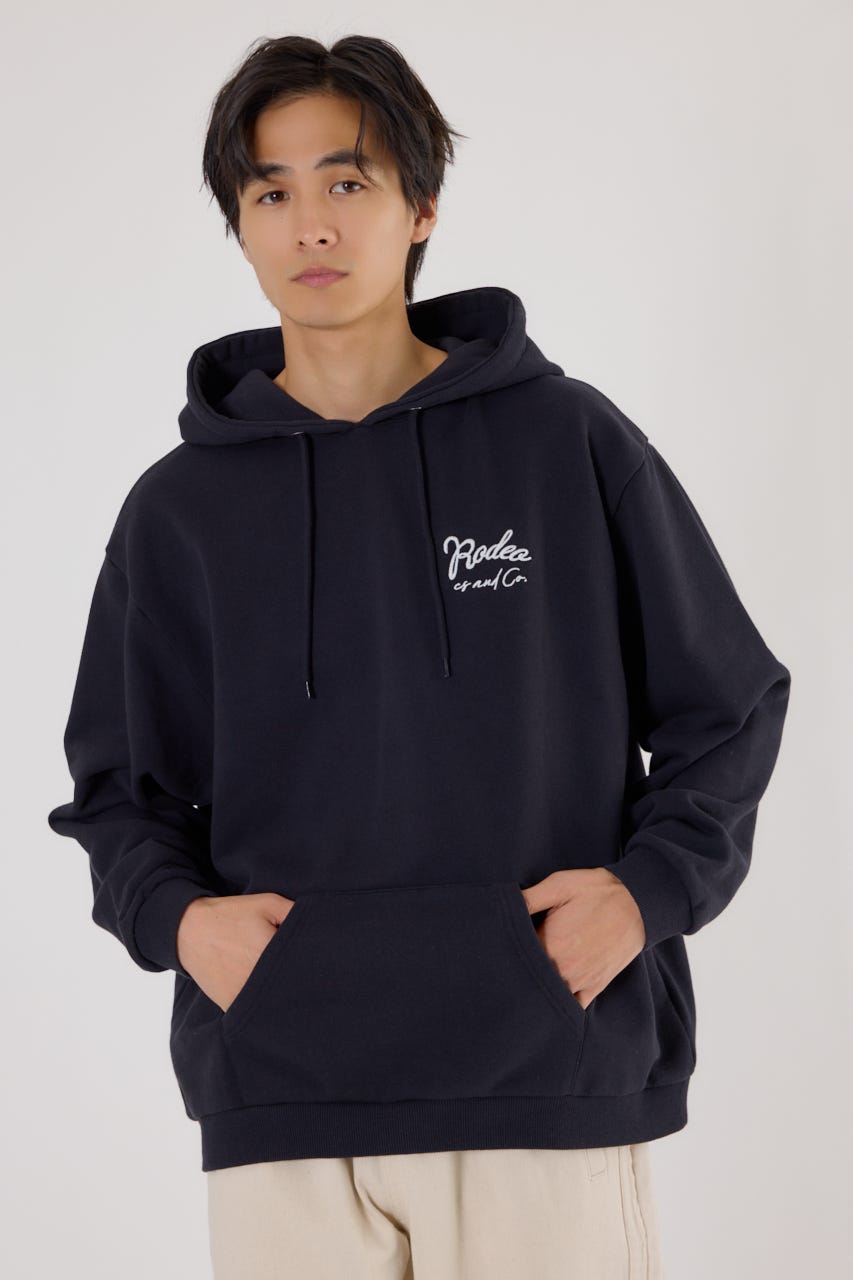 メンズロゴデニムパッチフーディー BLK L