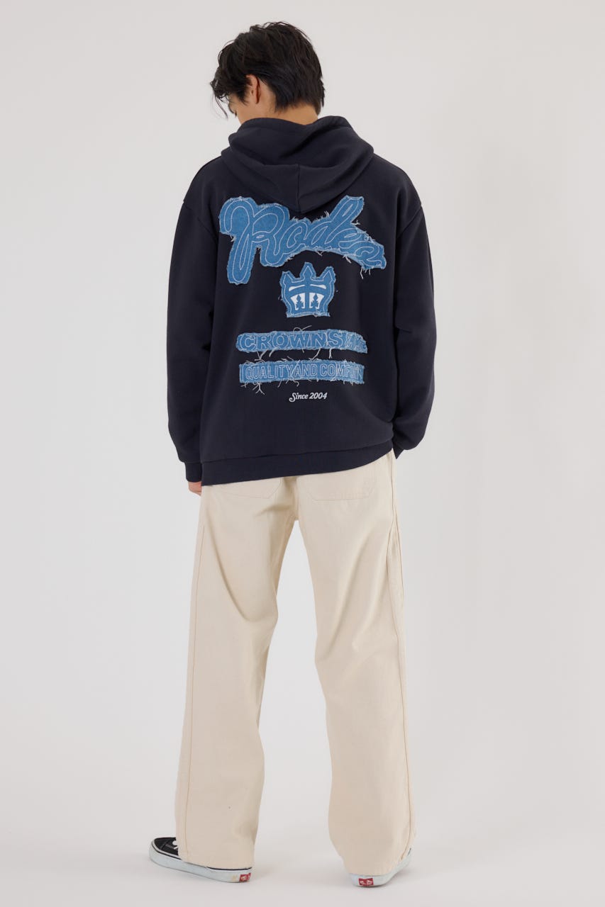 メンズロゴデニムパッチフーディー BLK L