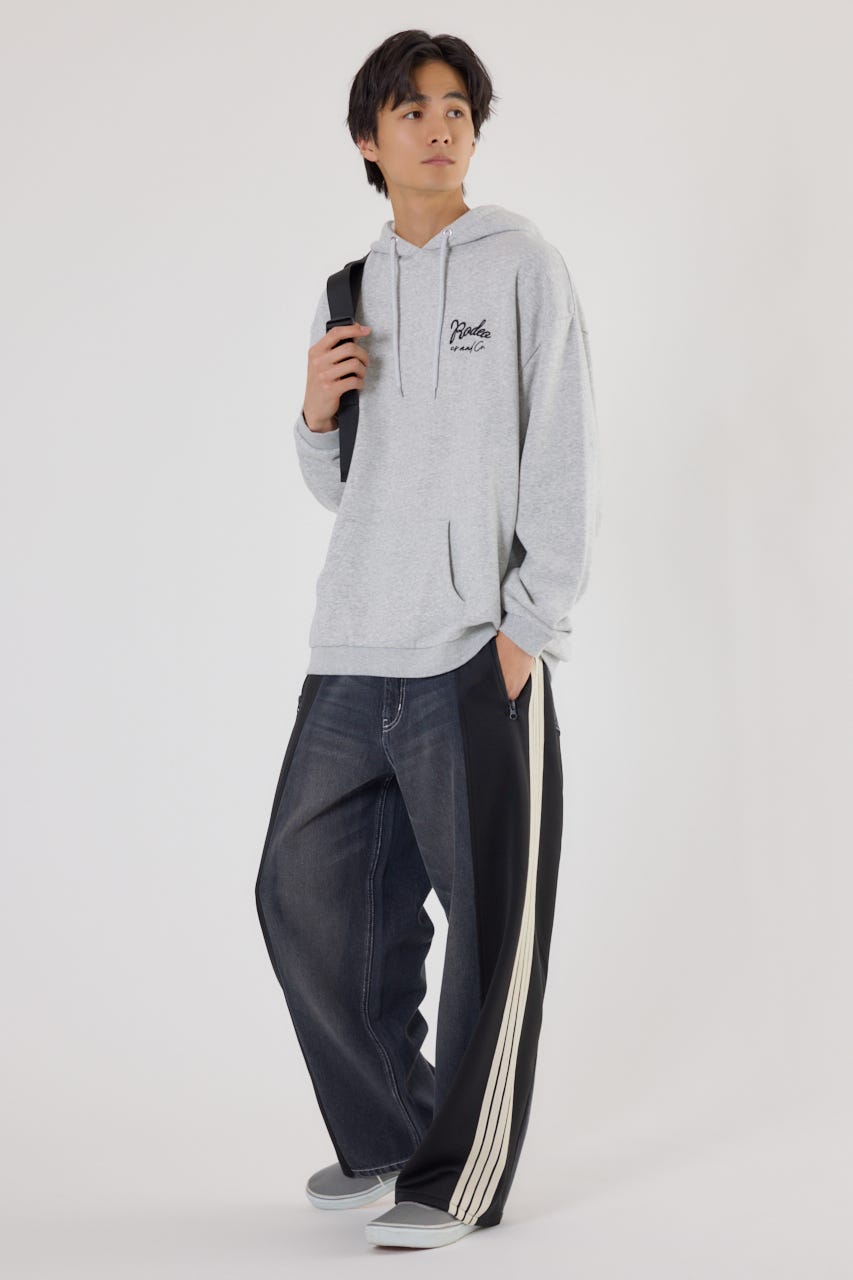 メンズロゴデニムパッチフーディー L/T.GRY M