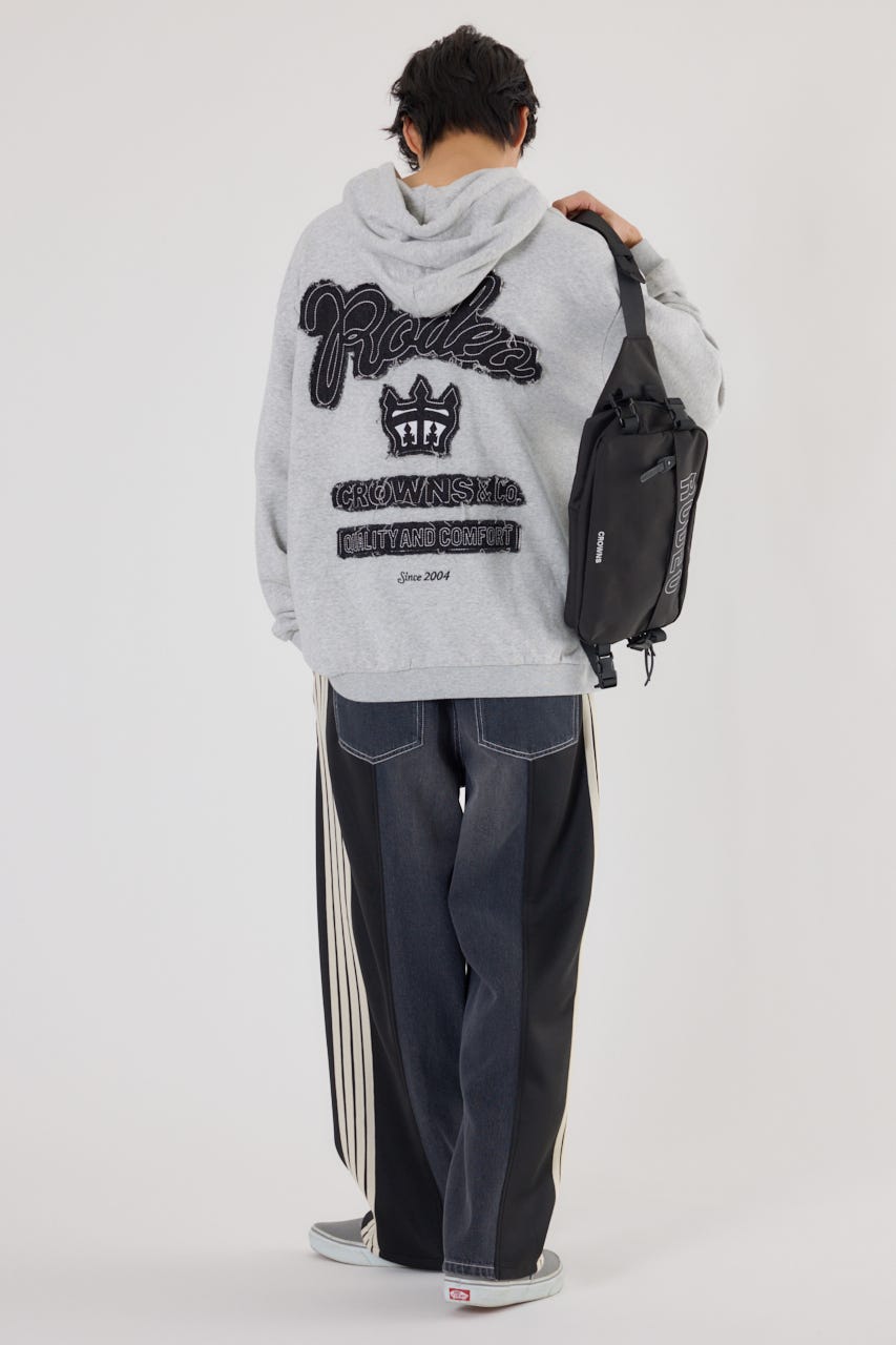 メンズロゴデニムパッチフーディー L/T.GRY M