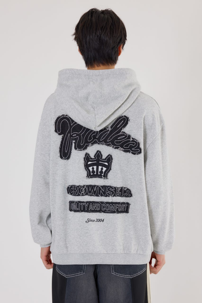 メンズロゴデニムパッチフーディー L/T.GRY M