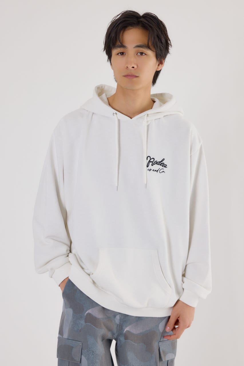 メンズロゴデニムパッチフーディー O/WHT M