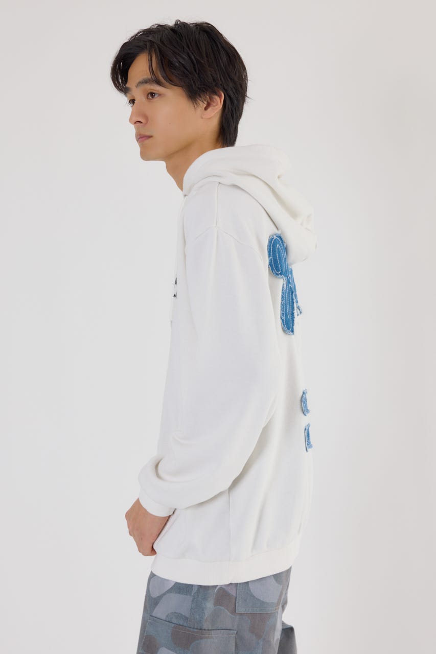 メンズロゴデニムパッチフーディー O/WHT M