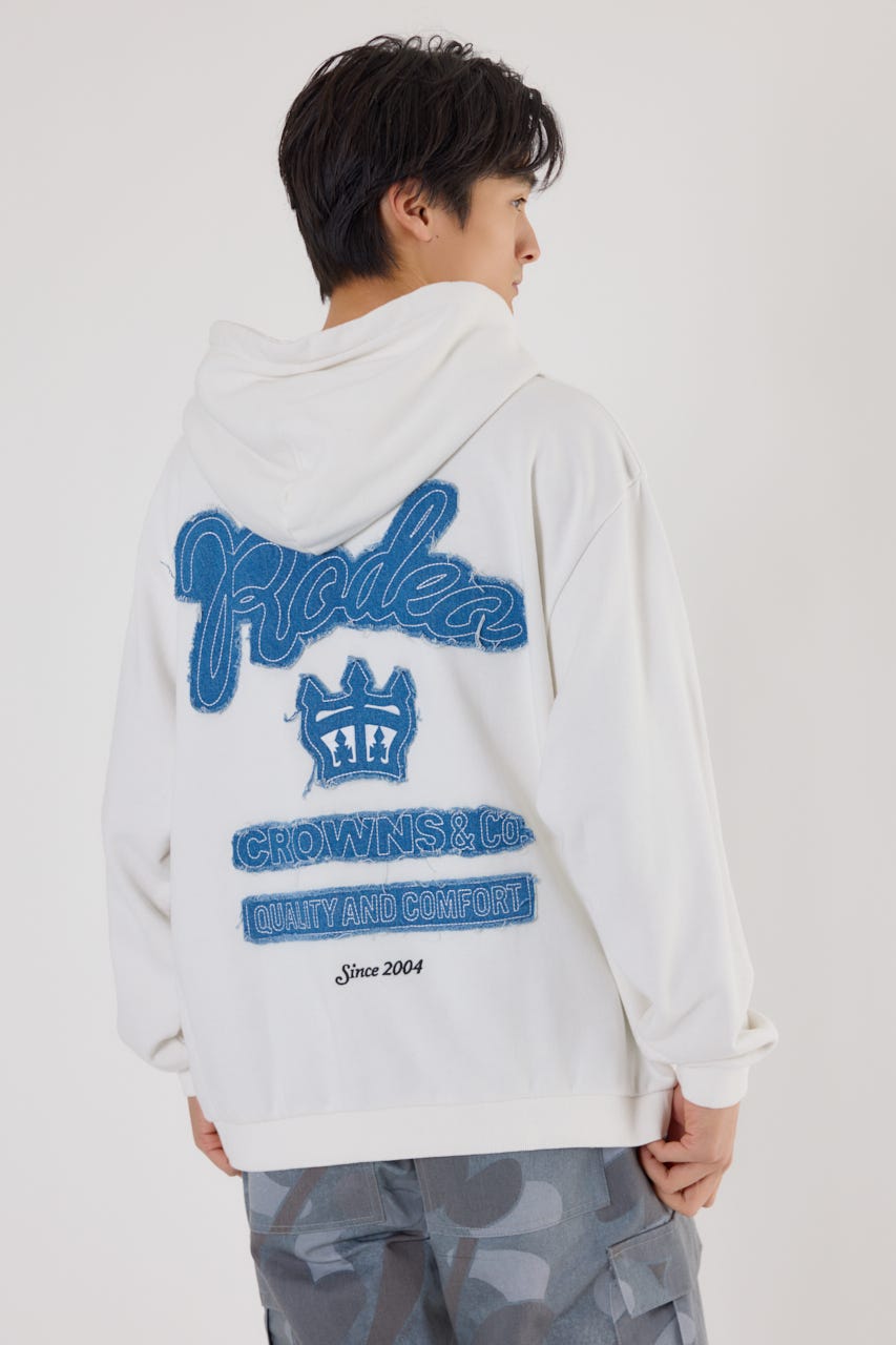 メンズロゴデニムパッチフーディー O/WHT M