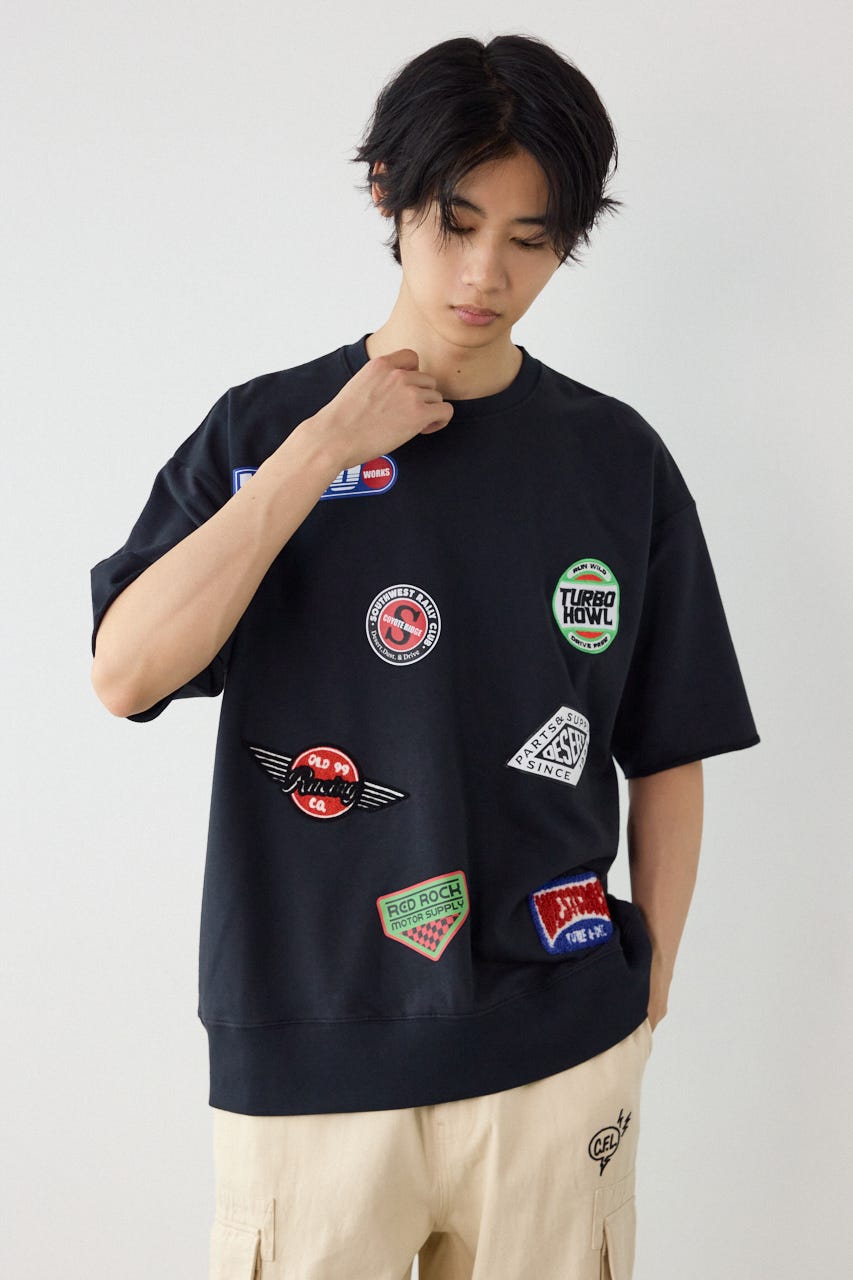 カスタムワッペン半袖スウェット BLK L