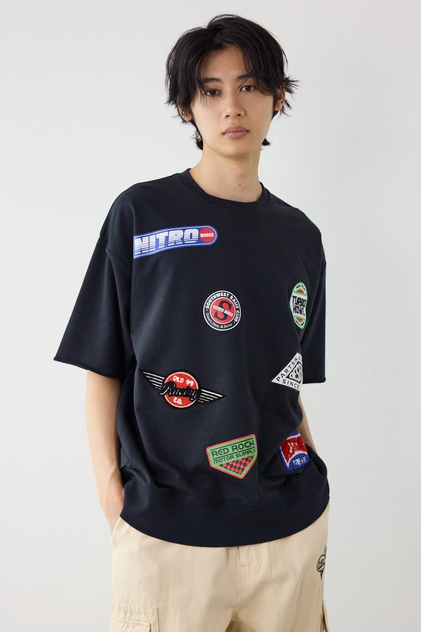 カスタムワッペン半袖スウェット BLK L