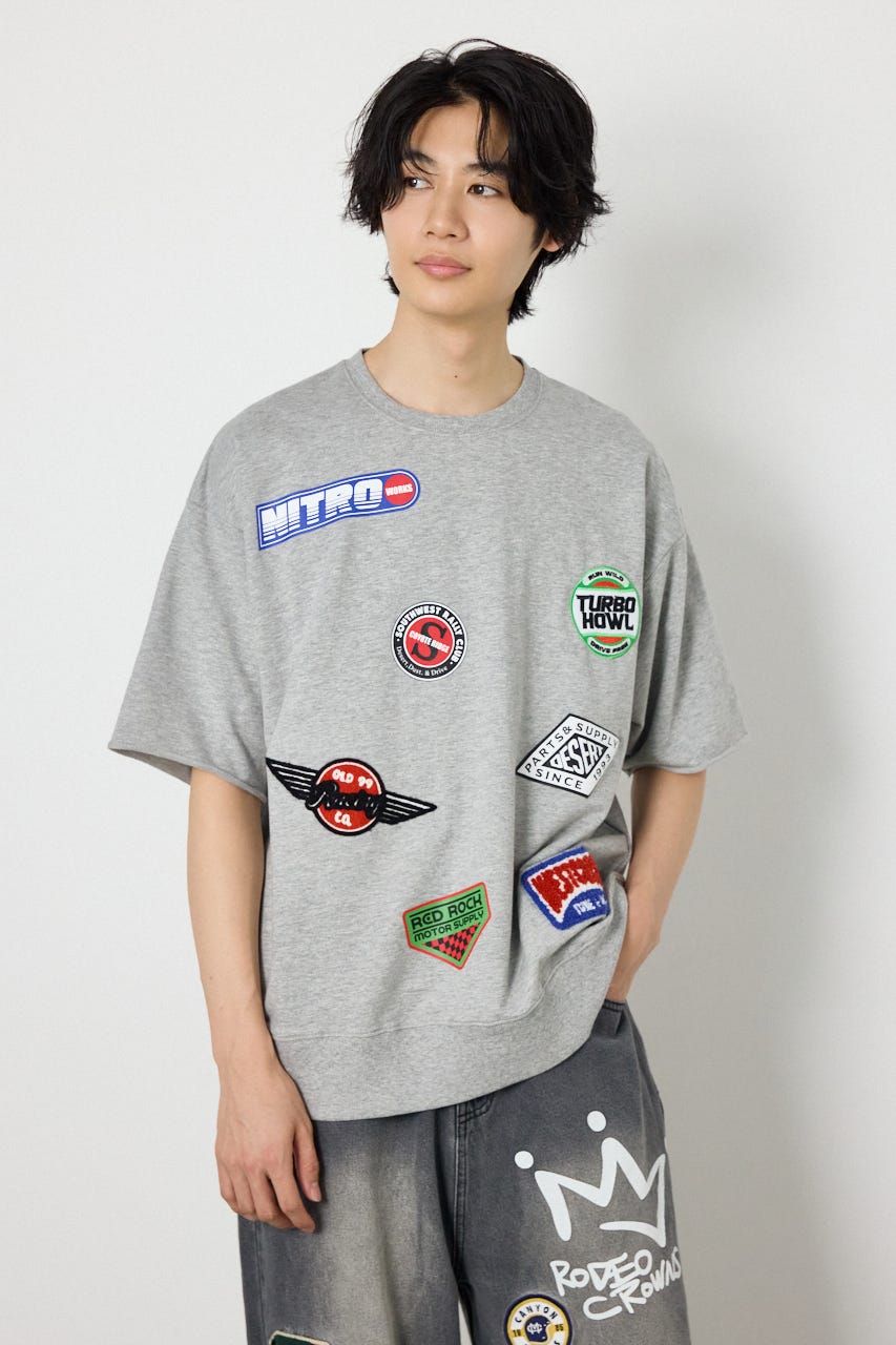 カスタムワッペン半袖スウェット T.GRY L
