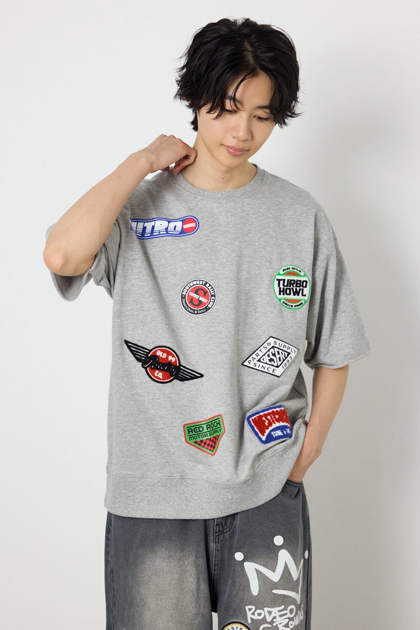 カスタムワッペン半袖スウェット T.GRY L