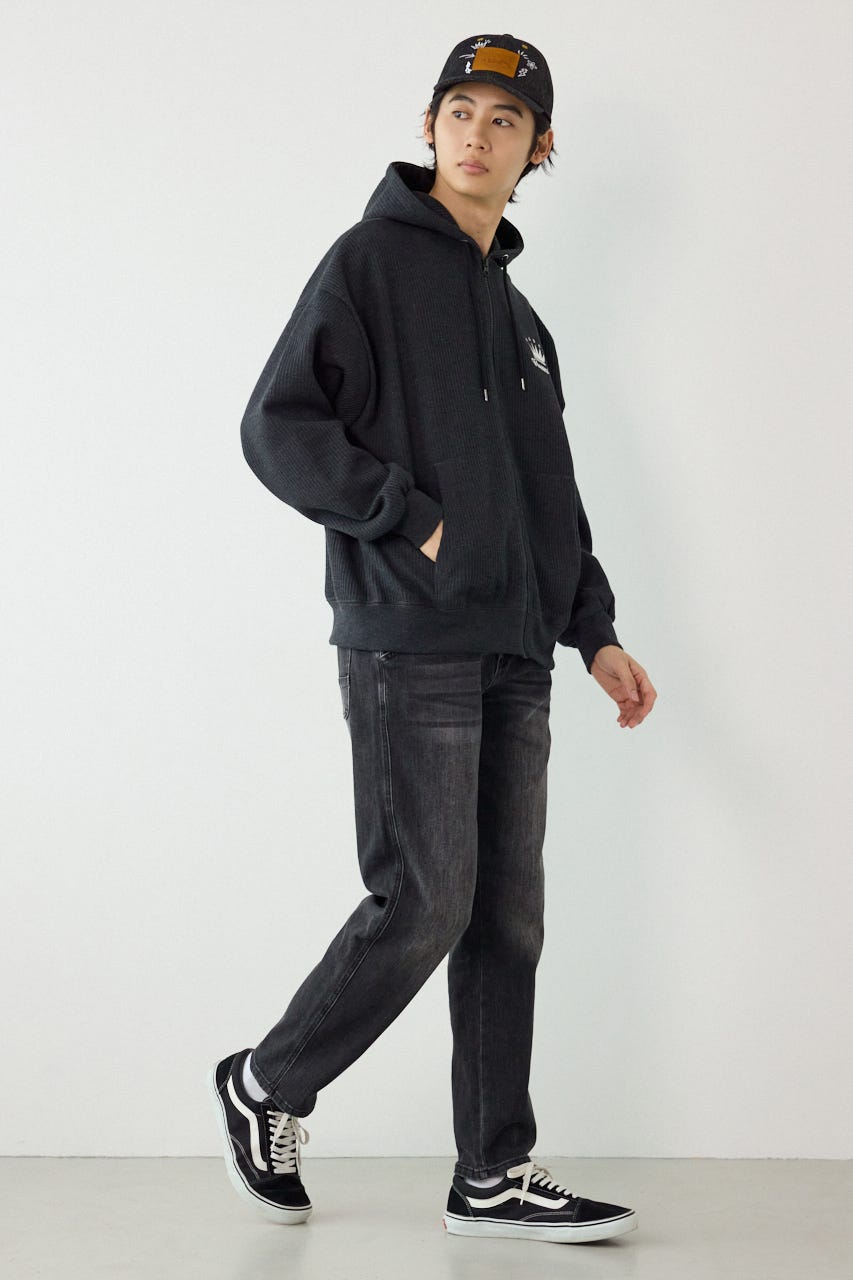 ボンディングワッフルZIPパーカー C.GRY L