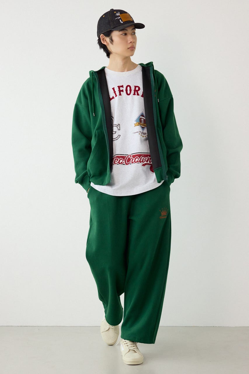 ボンディングワッフルZIPパーカー GRN L