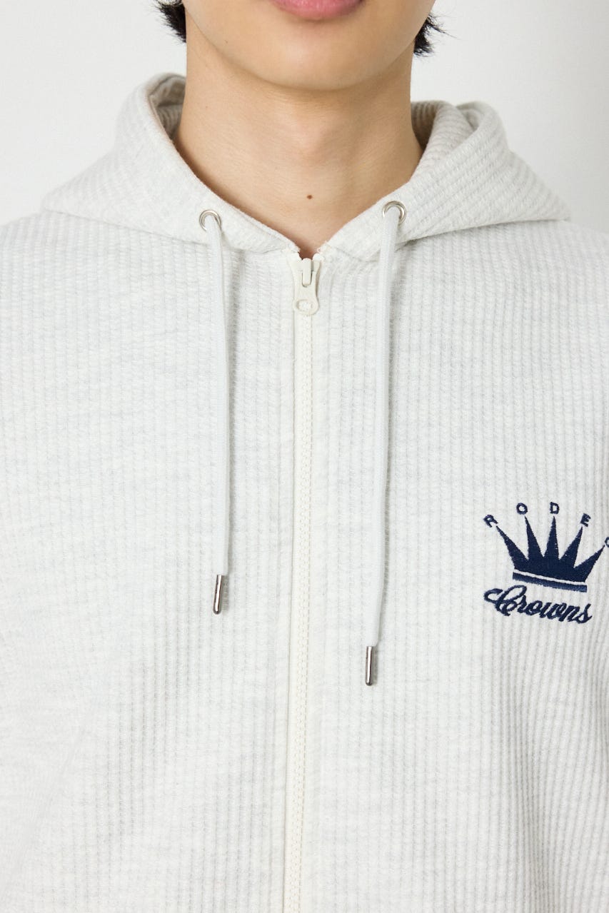 ボンディングワッフルZIPパーカー L/T.GRY M