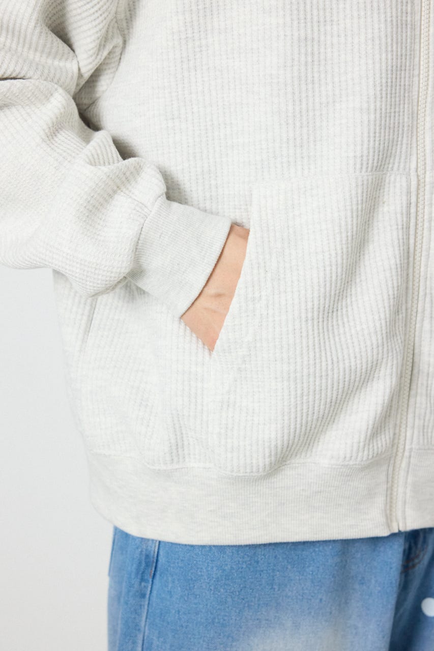 ボンディングワッフルZIPパーカー L/T.GRY M