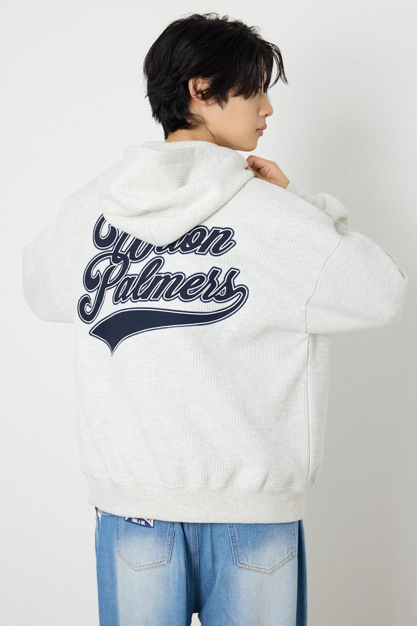 ボンディングワッフルZIPパーカー L/T.GRY M