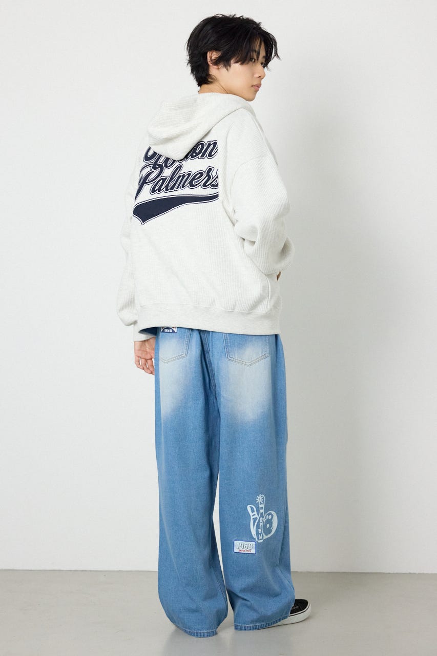 ボンディングワッフルZIPパーカー L/T.GRY M