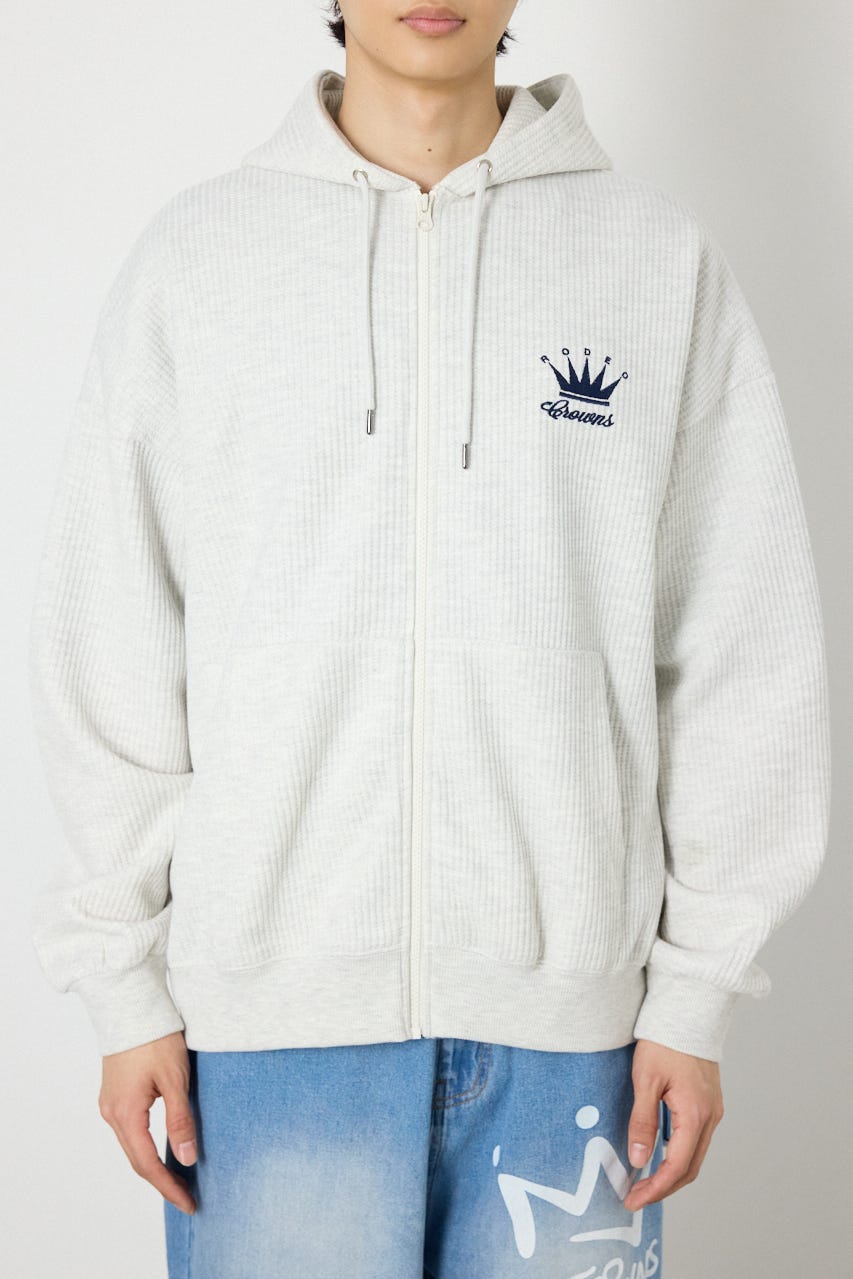 ボンディングワッフルZIPパーカー L/T.GRY M