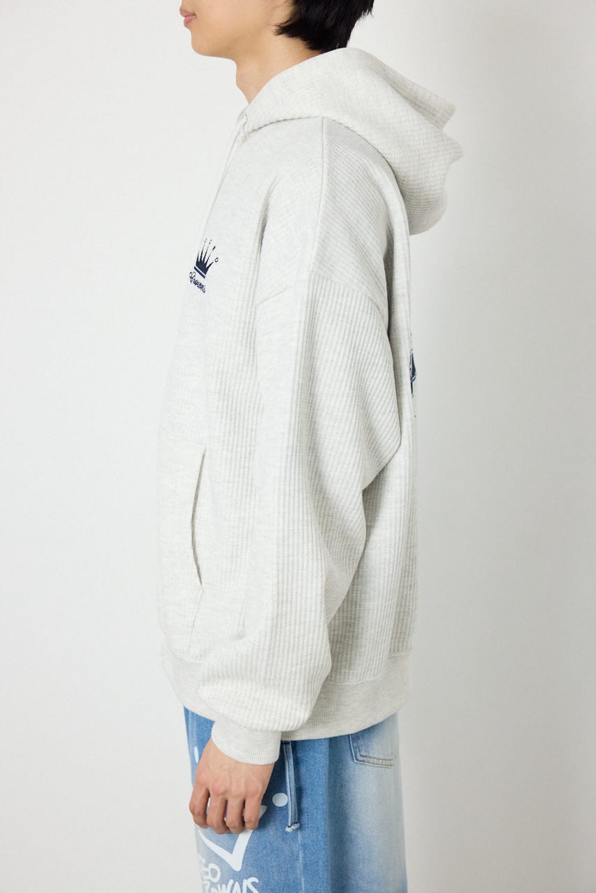 ボンディングワッフルZIPパーカー L/T.GRY M