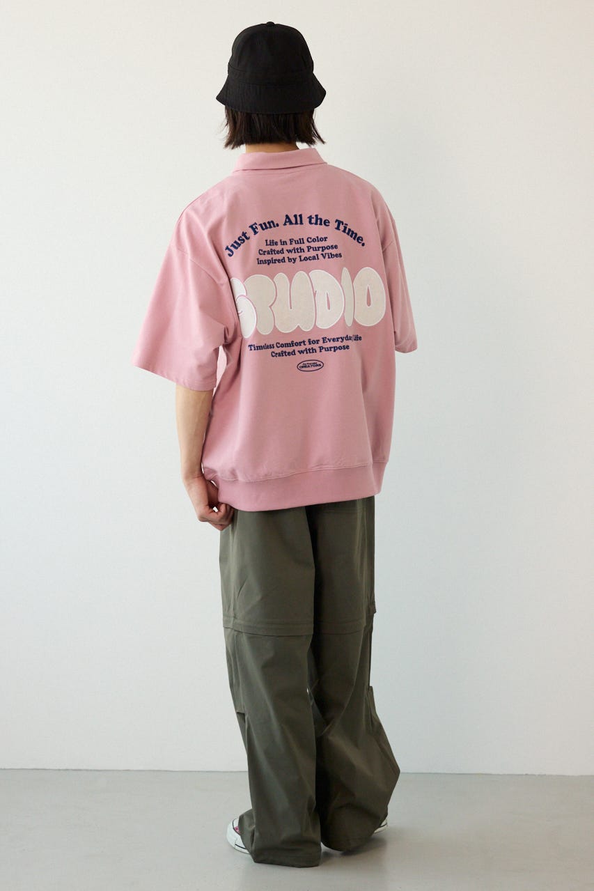 ライトスウェットZIPポロシャツ D/PNK M