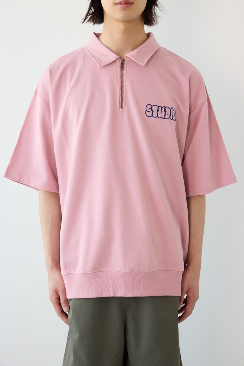 ライトスウェットZIPポロシャツ D/PNK M
