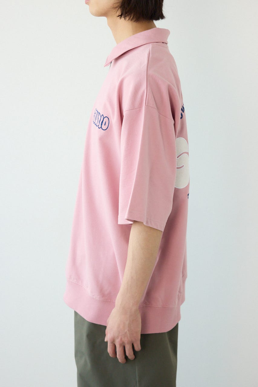 ライトスウェットZIPポロシャツ D/PNK M