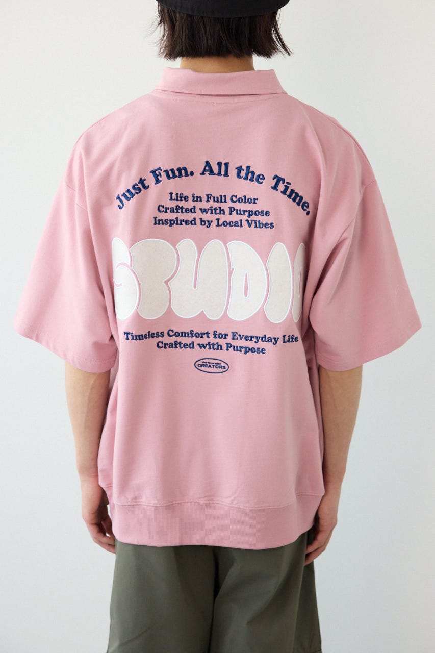 ライトスウェットZIPポロシャツ D/PNK M