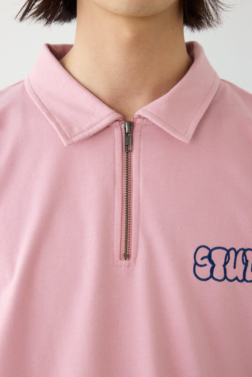 ライトスウェットZIPポロシャツ D/PNK M