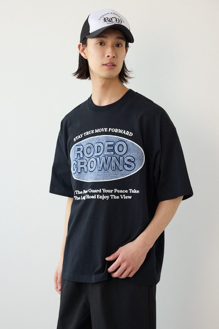 エンボスデニムロゴTシャツ BLK L