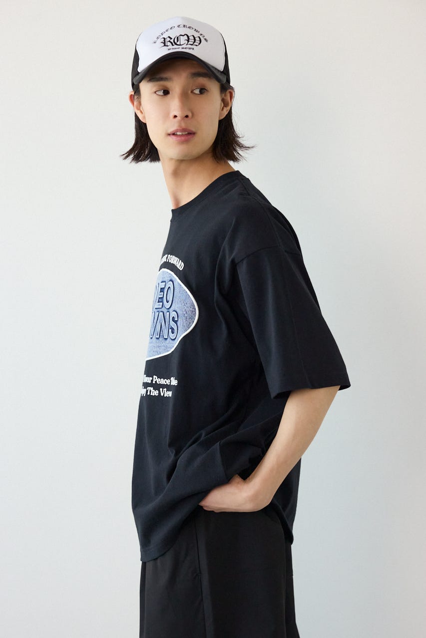 エンボスデニムロゴTシャツ BLK L