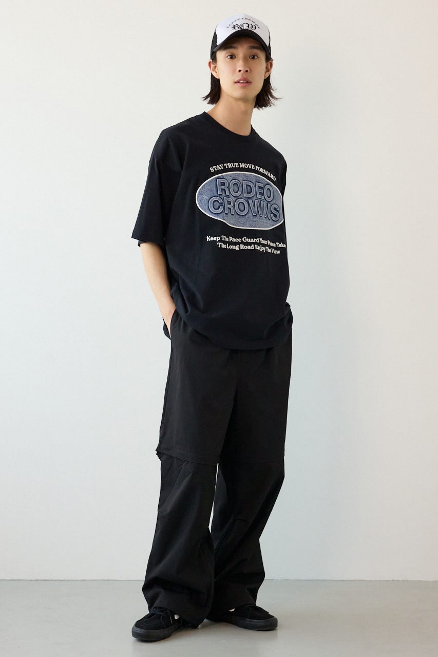 エンボスデニムロゴTシャツ BLK L