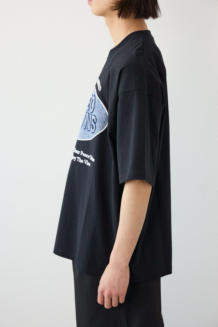 エンボスデニムロゴTシャツ BLK L