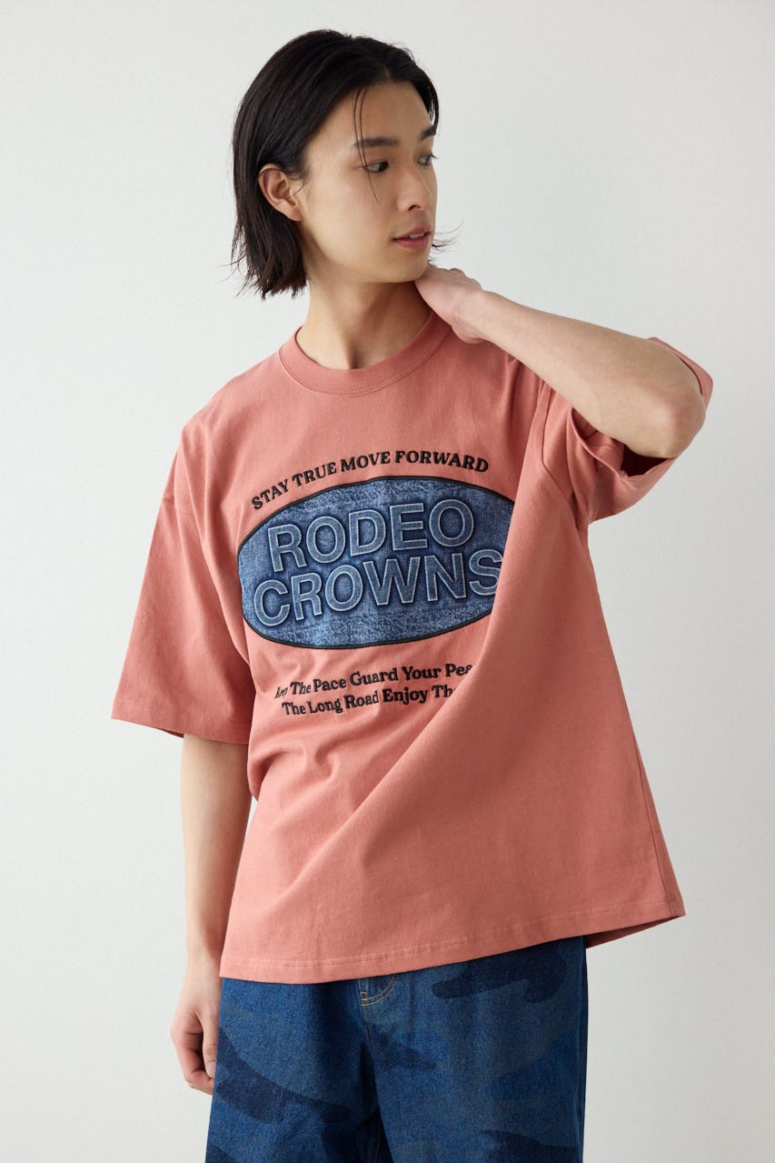 エンボスデニムロゴTシャツ D/PNK M