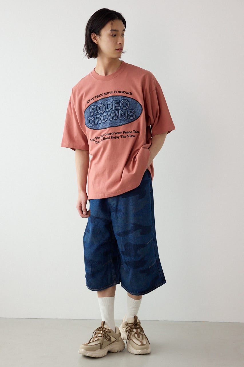 エンボスデニムロゴTシャツ D/PNK M