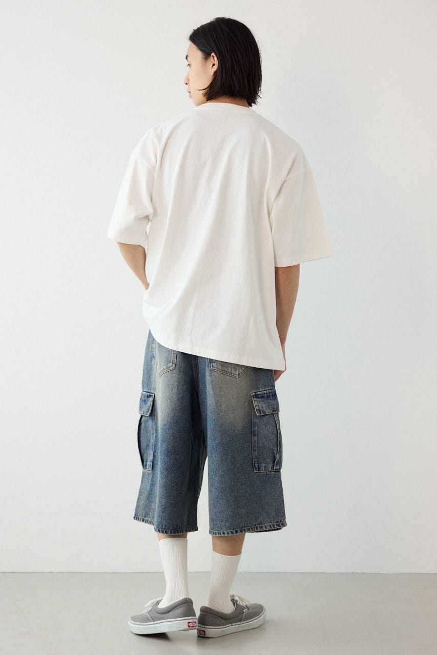 エンボスデニムロゴTシャツ WHT L