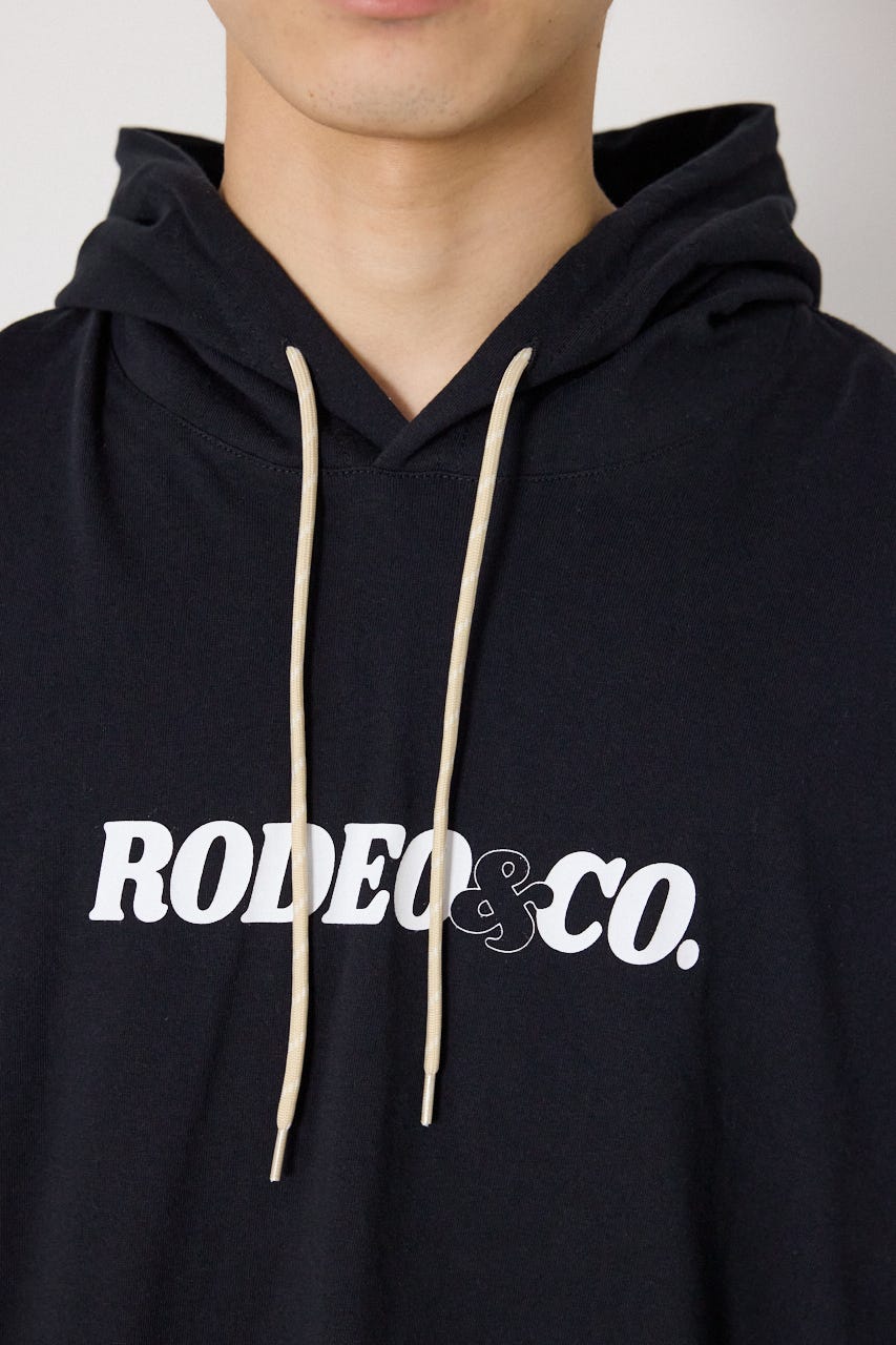 &ロゴフードTシャツ BLK M