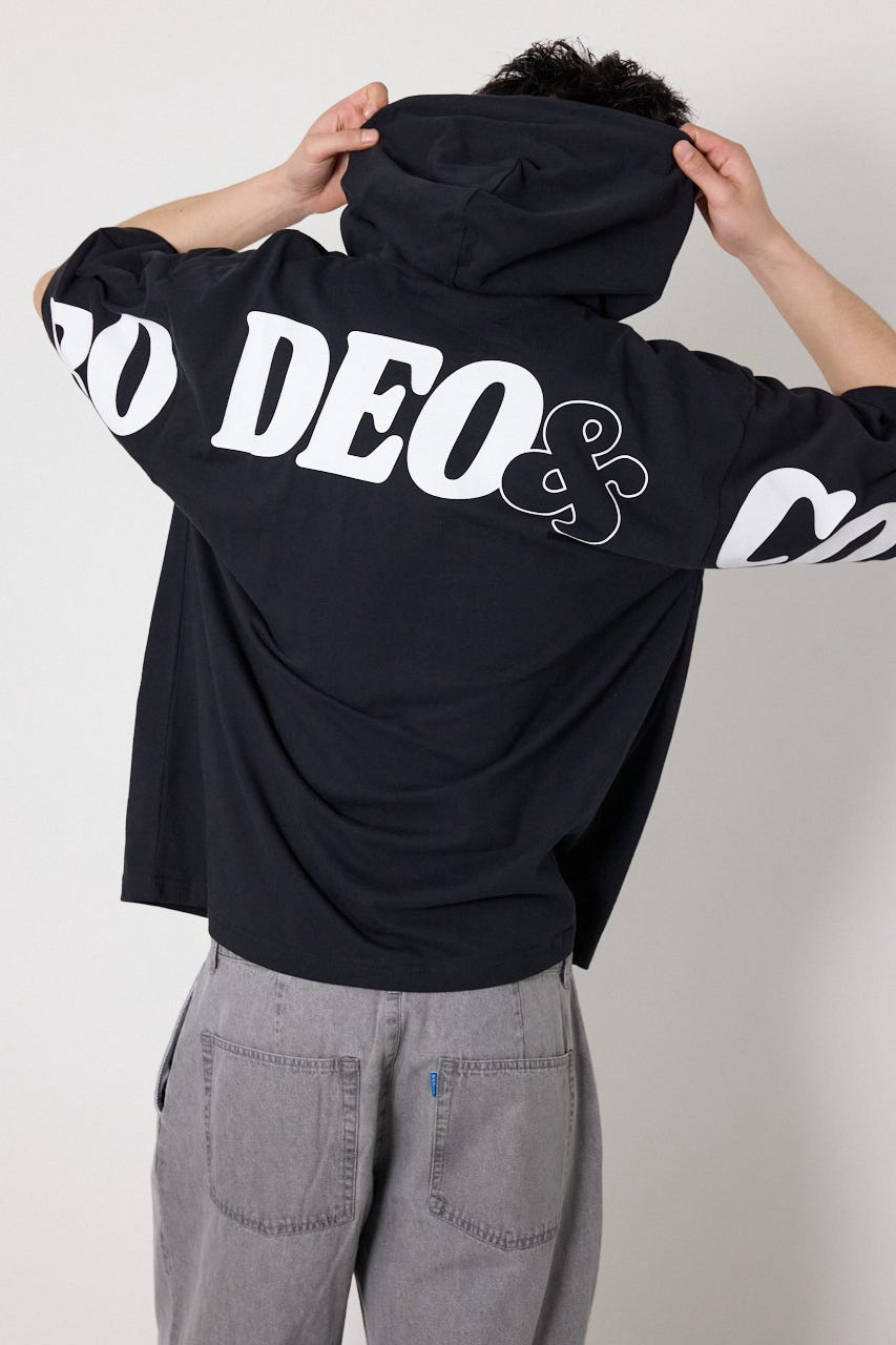 &ロゴフードTシャツ BLK M