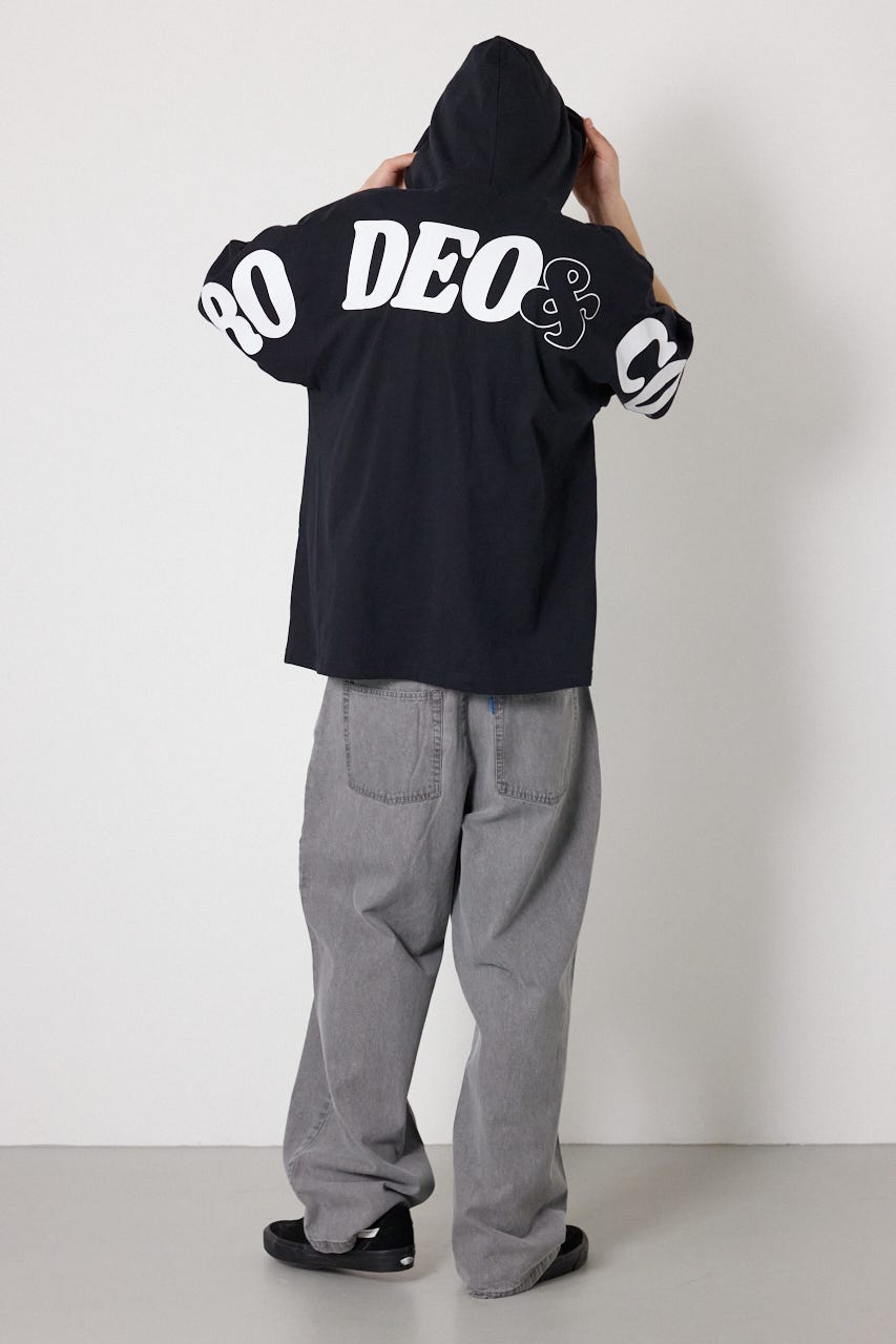 &ロゴフードTシャツ BLK M