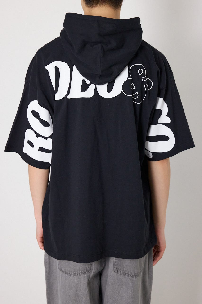 &ロゴフードTシャツ BLK M