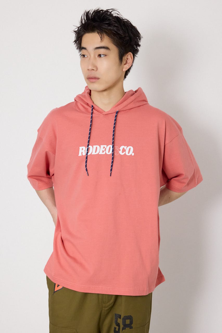 &ロゴフードTシャツ D/PNK L