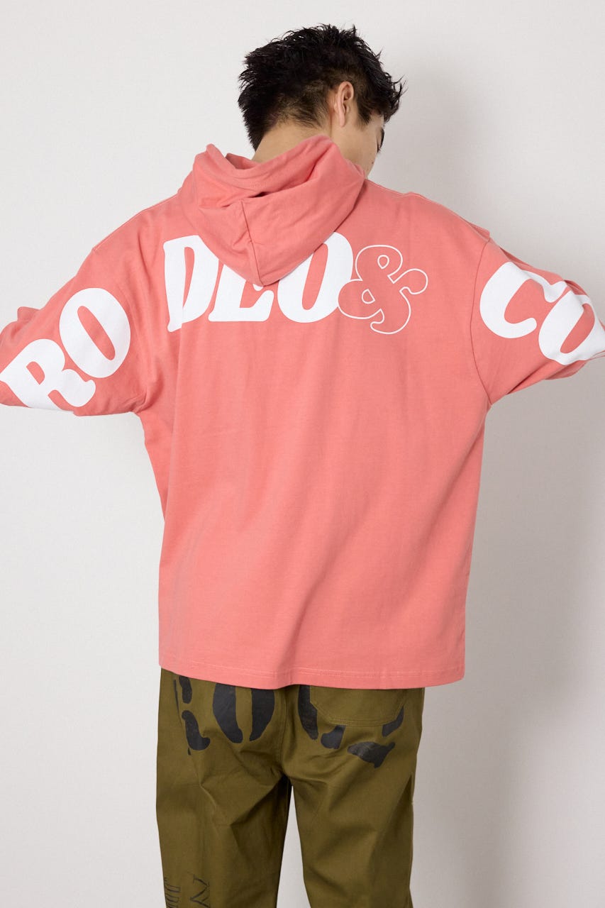 &ロゴフードTシャツ D/PNK L