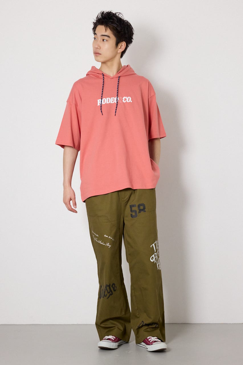 &ロゴフードTシャツ D/PNK L