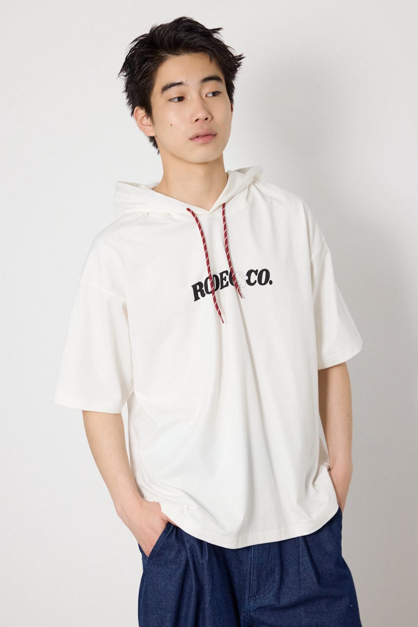 &ロゴフードTシャツ WHT L